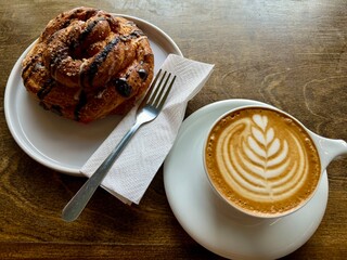Time for coffee! Cake with chocolate and coffee. 