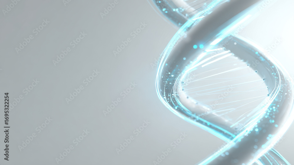 Poster futuristic dna database system showcases intricate strands of genetic material illuminated by glowin
