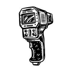 A sketchy style illustration showing a scanner