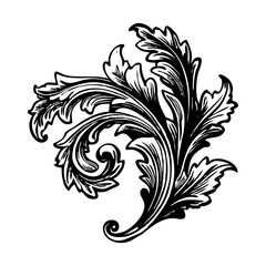 A vintage style illustration showing acanthus flower
