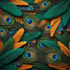 Vibrant Peacock Feathers A Colorful and Textured Display of Nature