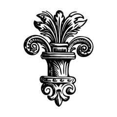 A vintage style illustration showing decorative fleur
