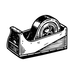 A sketchy style illustration showing a tape dispenser