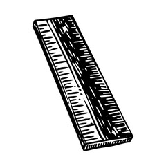 A vintage style illustration depicting a wooden ruler