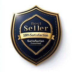 Naklejka premium Shield emblem highlighting product assurance and customer satisfaction with best seller status
