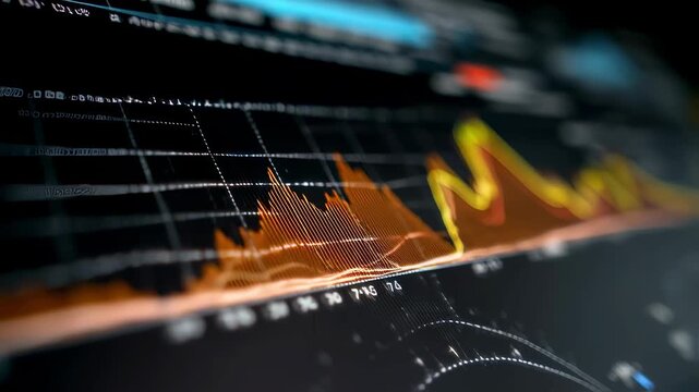 Mediumfocused shot of UPS backup runtime prediction graph main curves precise dashboard surroundings out of focus.