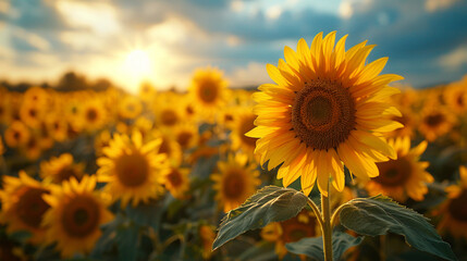 sunflower field in the summer