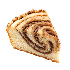 Fototapeta premium Slice of Swirled Cinnamon Cake with Walnut Topping