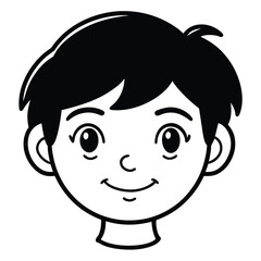 Happy cartoon boy face simple drawing clean lines cheerful expression friendly character icon