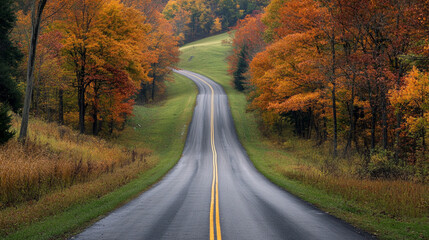 autumn road in the mountains