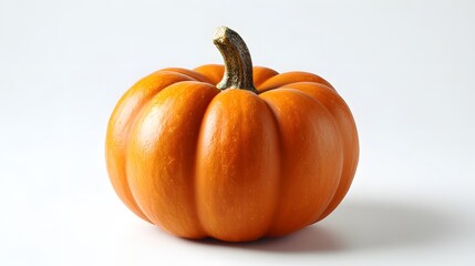 Obraz premium A vibrant orange pumpkin sits prominently against a plain white background.