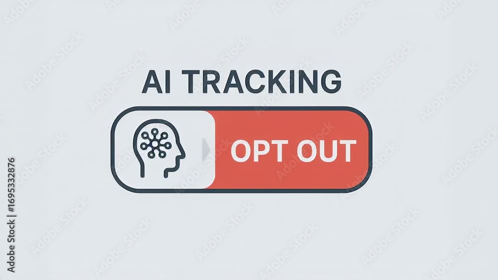 Poster ai tracking opt out button concept with human head and neural network for social impact privacy cont