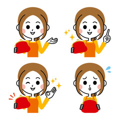 やりくり上手の主婦のイラストセット