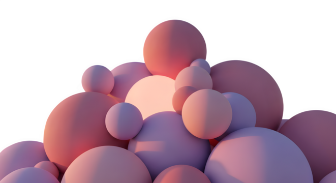 Abstract cluster of spheres in trendy pastel colors, perfect for modern design projects, creating a playful, visually appealing and eye catching composition
