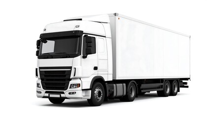 Isolated White Delivery Truck Modern Transportation with Logistics, and and Freight Concept.