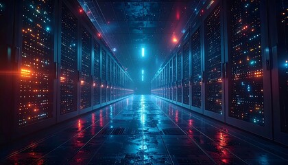 Fototapeta premium Futuristic server room (1)