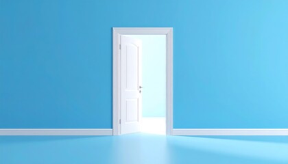 A simple, stylized image of a white door opening onto a bright light