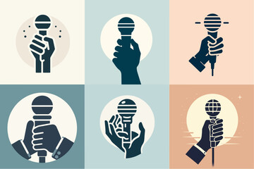 illustration of a set of hands holding a microphone