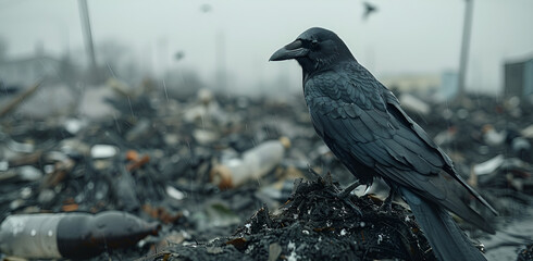 raven on the ground
