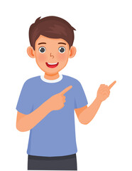 Man pointing finger to the right side at copy space advertising product