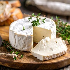 Creamy cheese wheel with herbs