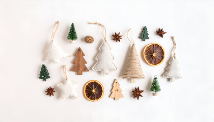 Handmade Christmas Ornaments Flat Lay