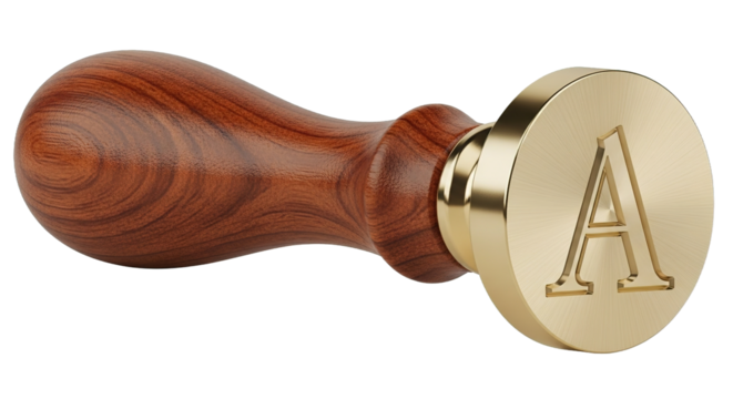 Elegant Wooden Handle Brass Seal Stamp Letter A