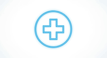 Obraz premium Digital health symbol representing medical care and well being with a blue outline glow on a white