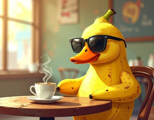 Banana Duck on a Coffee Break"