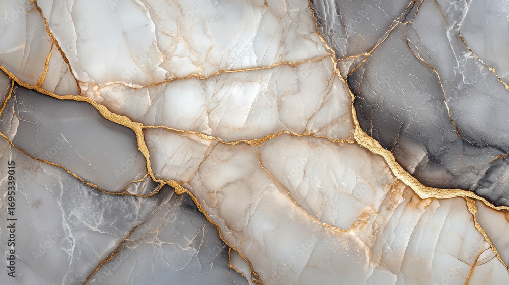 Poster elegant gray and white marble background with luxurious gold veins adding depth and texture for refi