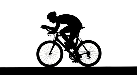 Obraz premium Silhouette of a cyclist in a streamlined posture showcases athletic dedication and competitive