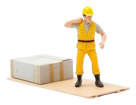 PNG Construction worker in pose hardhat helmet box.