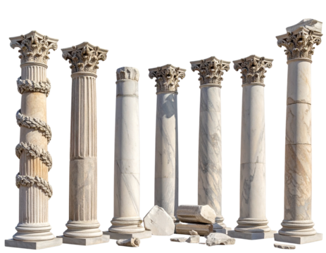  Collection of Classical Columns with Ancient Props