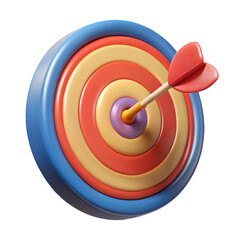 A3D Rendered Dartboard with a Red Heart- Shaped Fletched Dart in the Center  PNG isolated on transparent background