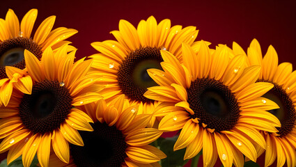 Fototapeta premium Sunflower Group in Rain