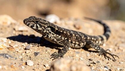 Naklejka premium Close-up of a lizard on sandy ground