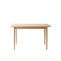 Fototapeta premium Front view of a simple wooden table with four legs, smooth surface, minimal design, perfect for furniture mockup or interior design. Isolated on white or transparent background. PNG format.