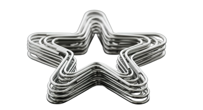 Silver Paperclips Star Shape Arrangement Studio Shot - Powered by Adobe