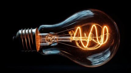 Captivating close-up of a glowing incandescent light bulb filament against a dark, dramatic background igniting innovation and bright ideas