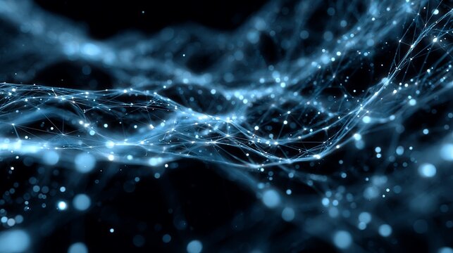 Dynamic glowing network connections pulse with vibrant energy creating a futuristic abstract digital data flow