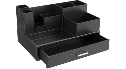 Black Desk Organizer with Drawer Modern Office Supplies Storage