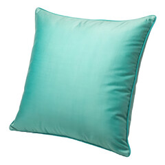 Turquoise silk cushion isolated on transparent background