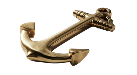 Golden Brass Anchor Nautical Decoration Maritime Symbol