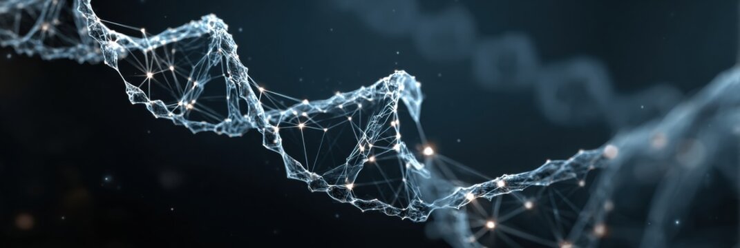 Exploring the Intricate Structure of DNA With Luminous Connections and a Dynamic Backdrop in Scientific Visual Representation