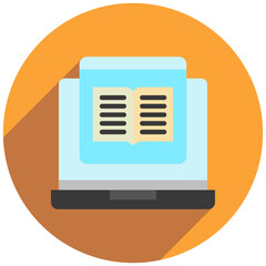 Online Course Rounded Color Icon Mini Illustration Icon. Use For Modern Concept, Print, Ui, Ux Kit, Web And App Development. Vector Related To Office, Education, Examination And More