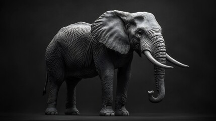 Obraz premium Majestic African Elephant: A Monochromatic Study in Dark Elegance
