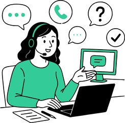 flat vector design ilustration customer support / call center