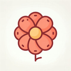 Minimalist Cartoon Flower Icon in Warm Sunset Tones