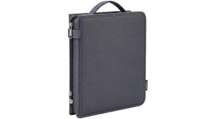 Gray Leather Portfolio Case Business Professional Bag