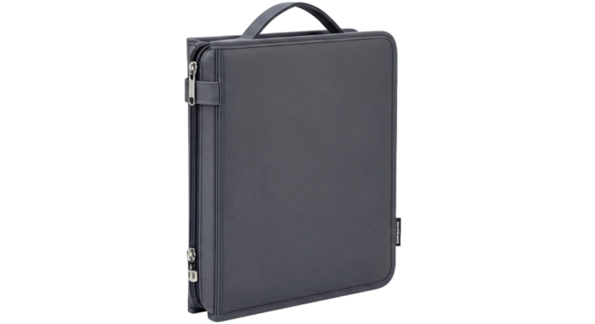 Gray Leather Portfolio Case Business Professional Bag